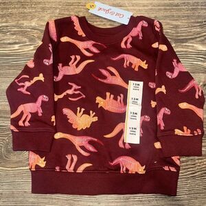 Toddler Boys' Fleece Crewneck Pullover Sweatshirt - Cat & Jack Maroon 12M, Red.Q